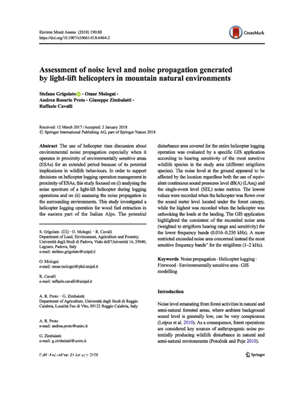 (PDF) Assessment of noise level and noise propagation generated by ...