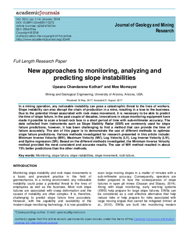 (PDF) Journal of Geology and Mining Research New approaches to ...