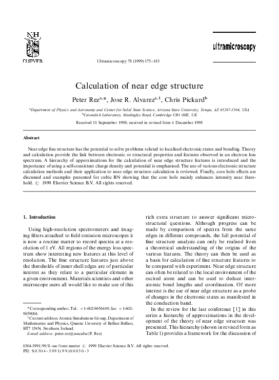 (PDF) Calculation of near edge structure