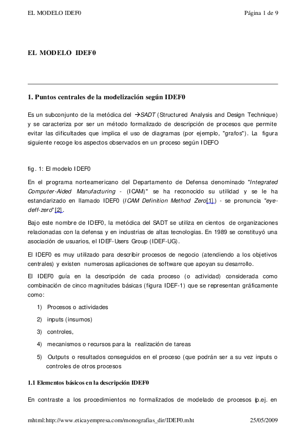 (PDF) EL MODELO IDEF0 1. Puntos centrales de la modelización según IDEF0