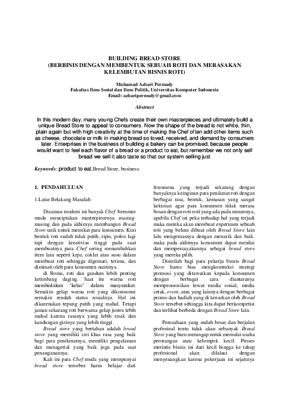(PDF) BUILDING BREAD STORE MUHAMAD AZHARI P Academia.edu
