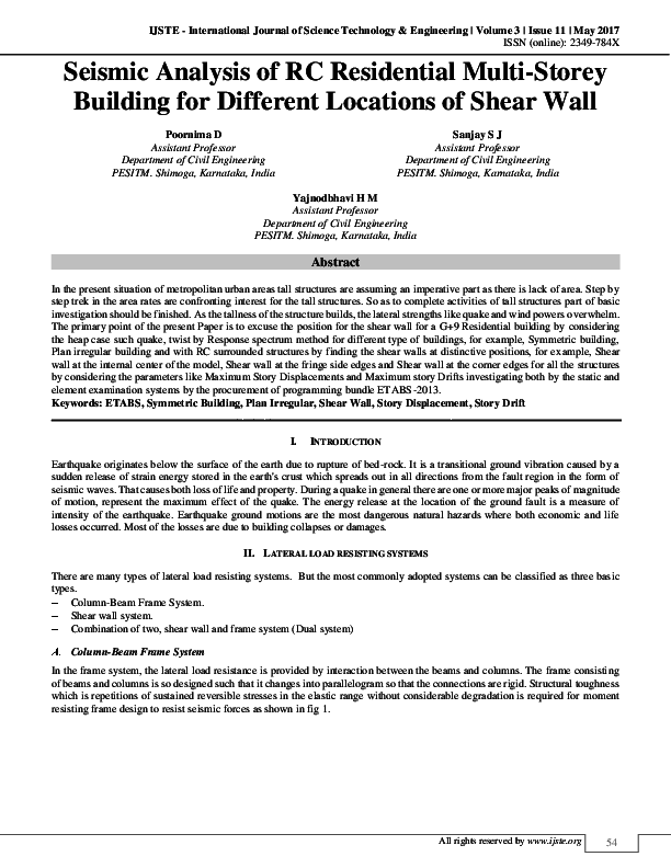 (PDF) Seismic Analysis of RC Residential Multi-Storey Building for ...