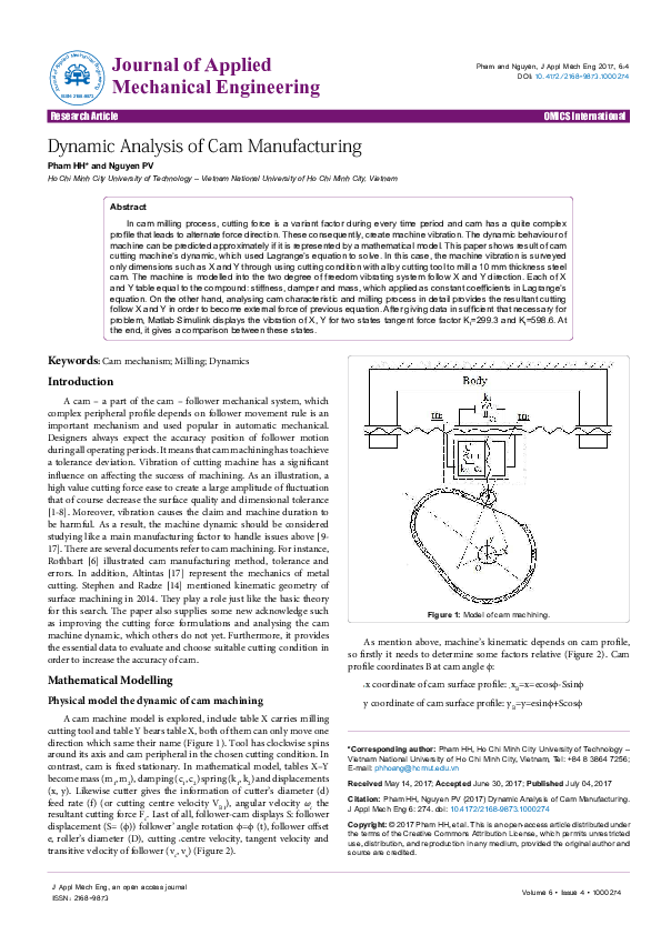 (PDF) Dynamic Analysis of Cam Manufacturing