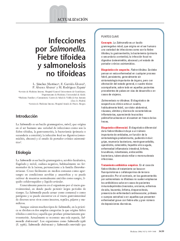 (PDF) Infecciones por Salmonella. Fiebre tifoidea y salmonelosis no