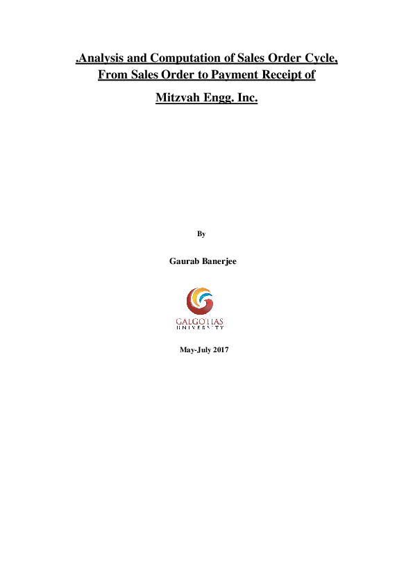 (DOC) Analysis and Computation of Sales Order Cycle, From Sales Order ...