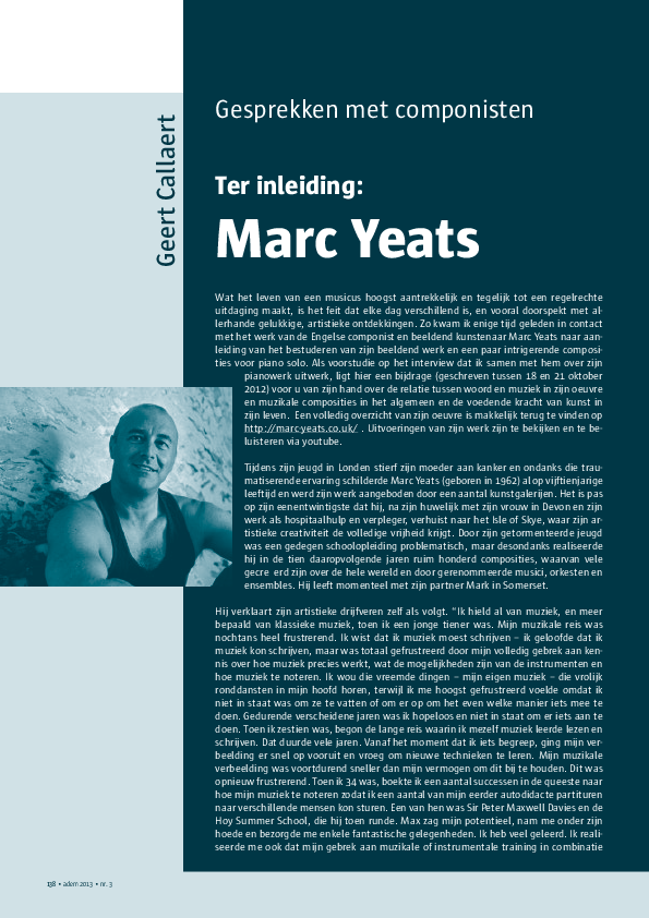 (PDF) Gesprekken met componisten : Marc Yeats | Geert Callaert ...