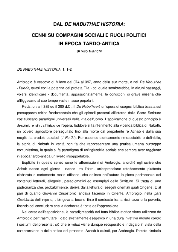 (DOC) DAL DE NABUTHAE HISTORIA CENNI SU COMPAGINI SOCIALI E RUOLI