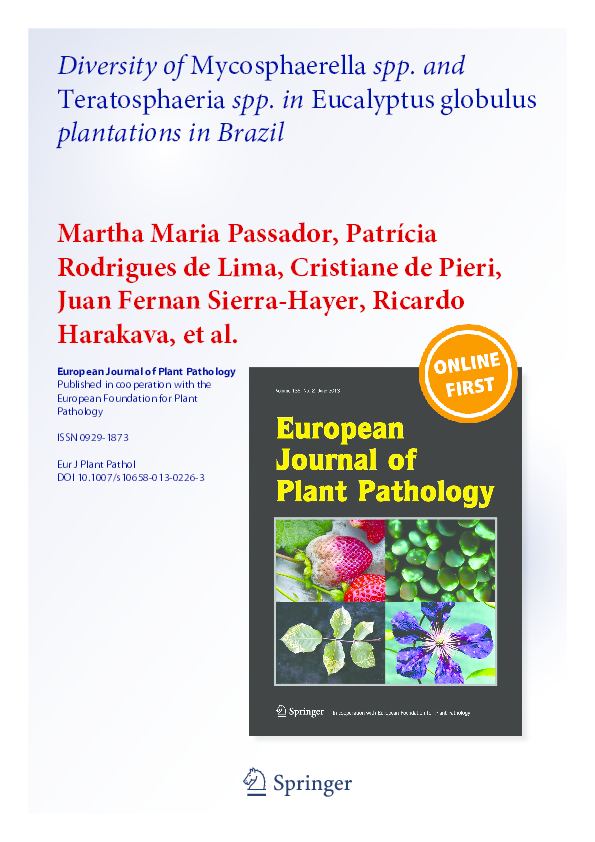 PDF) European Journal of Plant Pathology Published in cooperation with the  European Foundation for Plant Pathology
