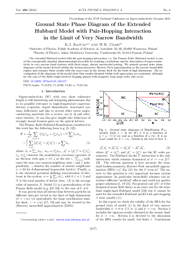 (PDF) Ground State Phase Diagram of the Extended {H}ubbard Model with ...