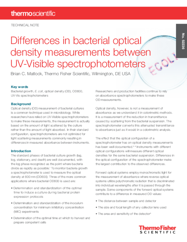 (PDF) Differences in bacterial optical density measurements between UV