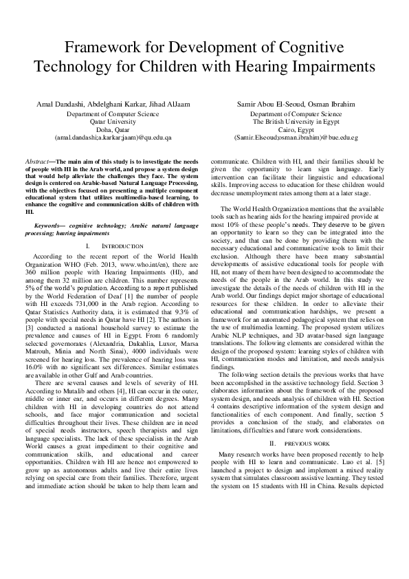 Pdf Children With Hearing Impairments