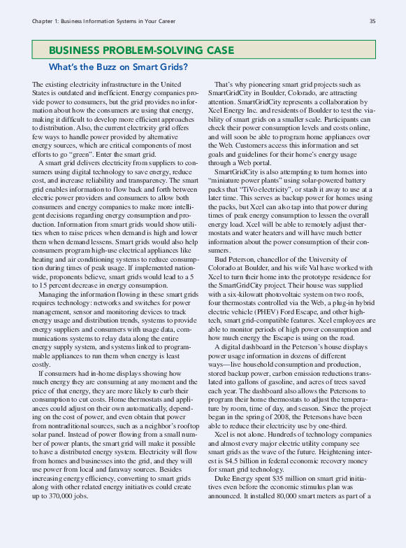 (PDF) BUSINESS PROBLEM-SOLVING CASE What's the Buzz on Smart Grids