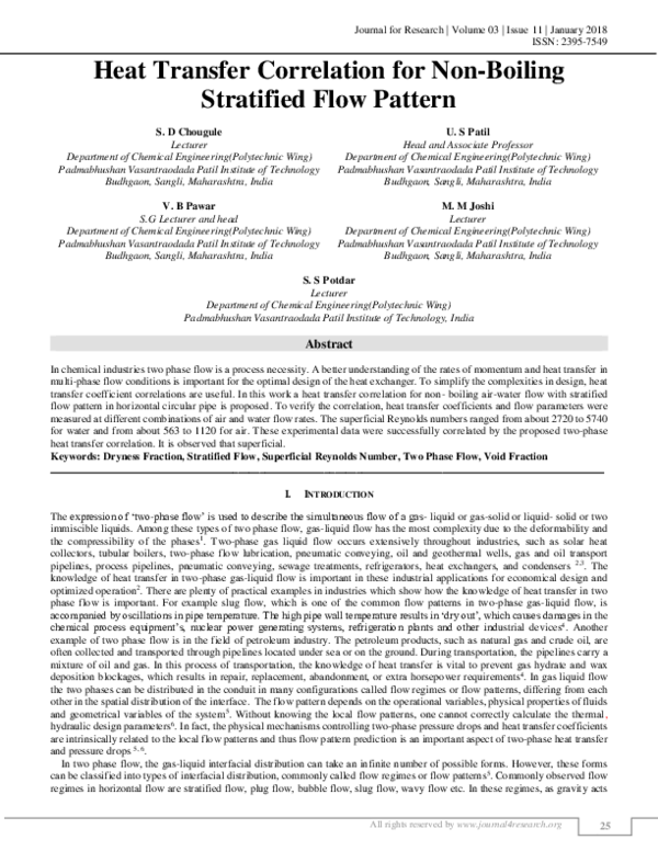 (PDF) Heat Transfer Correlation for Non-Boiling Stratified Flow Pattern ...