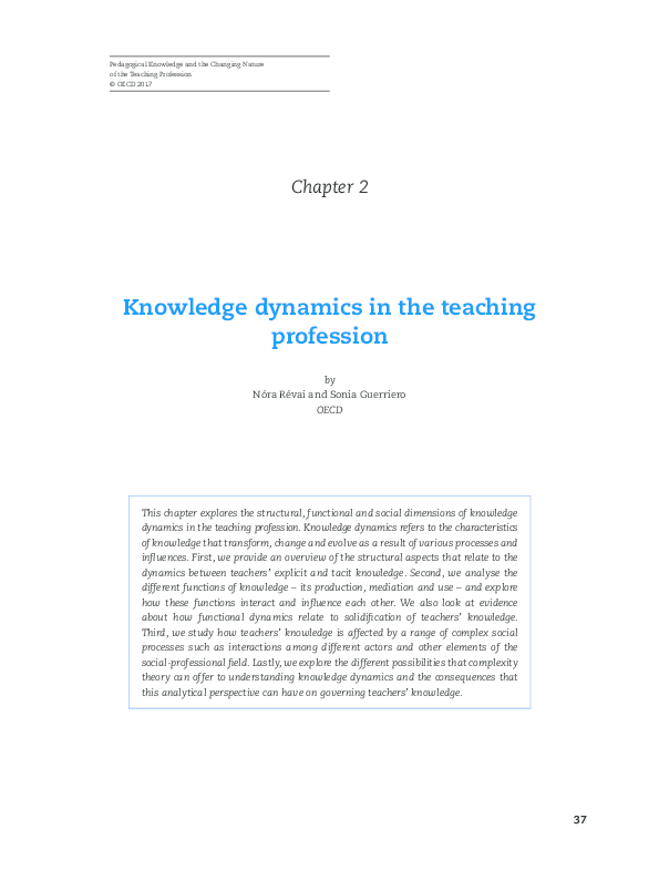 (PDF) Knowledge dynamics in the teaching profession I-2. KNOWlEDGE ...
