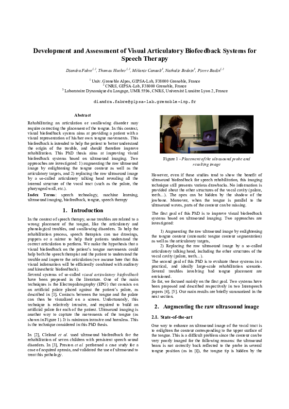 (PDF) Development and Assessment of Visual Articulatory Biofeedback ...