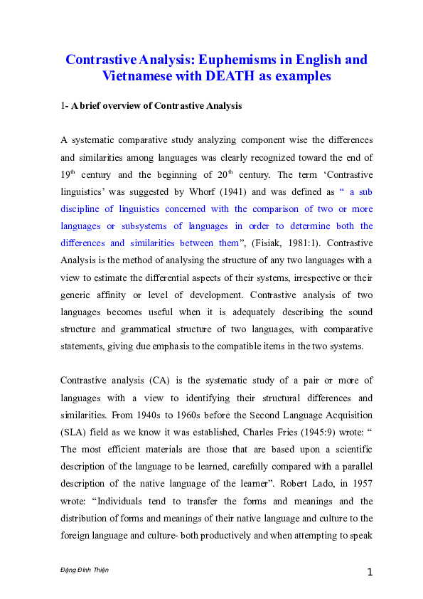 (DOC) Contrastive Analysis: Euphemisms in English and Vietnamese with ...