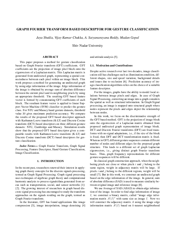  pdf graph fourier transform based descriptor for gesture classification