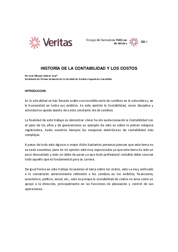 (PDF) HISTORÍA DE LA CONTABILIDAD Y LOS COSTOS Cesar Salomon Academia.edu