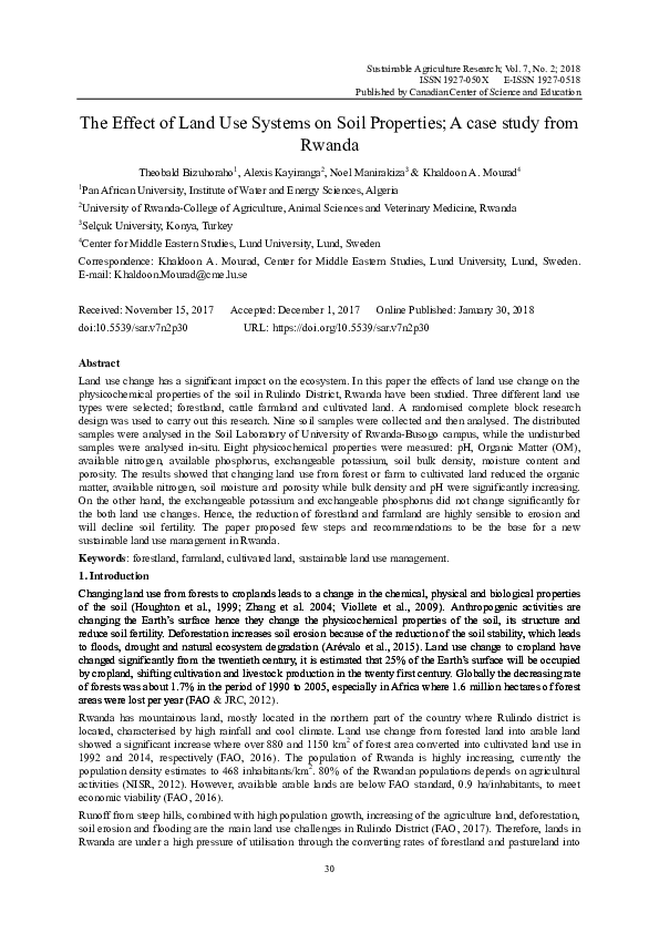 (PDF) The Effect of Land Use Systems on Soil Properties; A case study ...