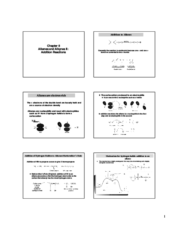 (PDF) Chapter 8 Alkenes and Alkynes II: Addition Reactions