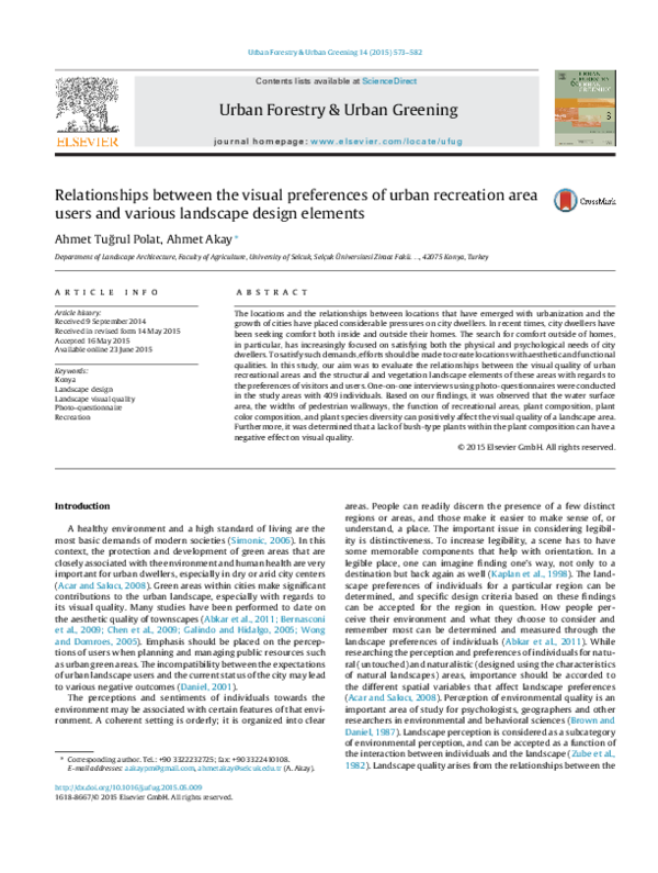 (PDF) Relationships between the Visual Preferences of Urban Recreation ...