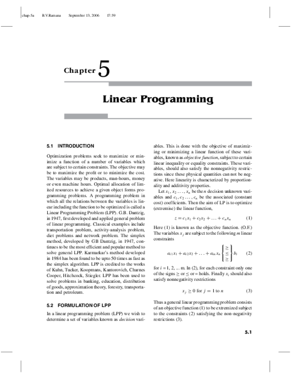 (PDF) chap-5a Linear Programming | AK Ak - Academia.edu