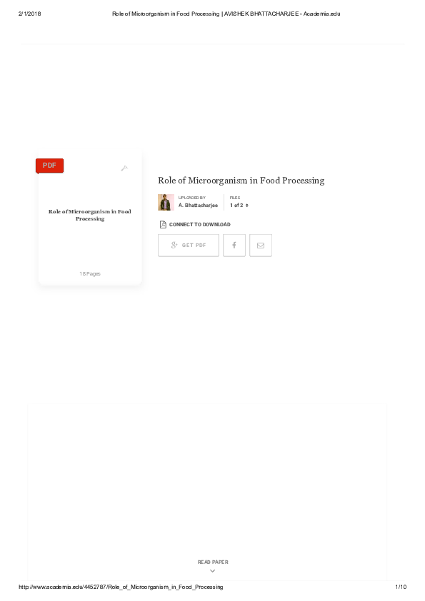 (PDF) PDF Role of in Food Processing 18 Pages Role of