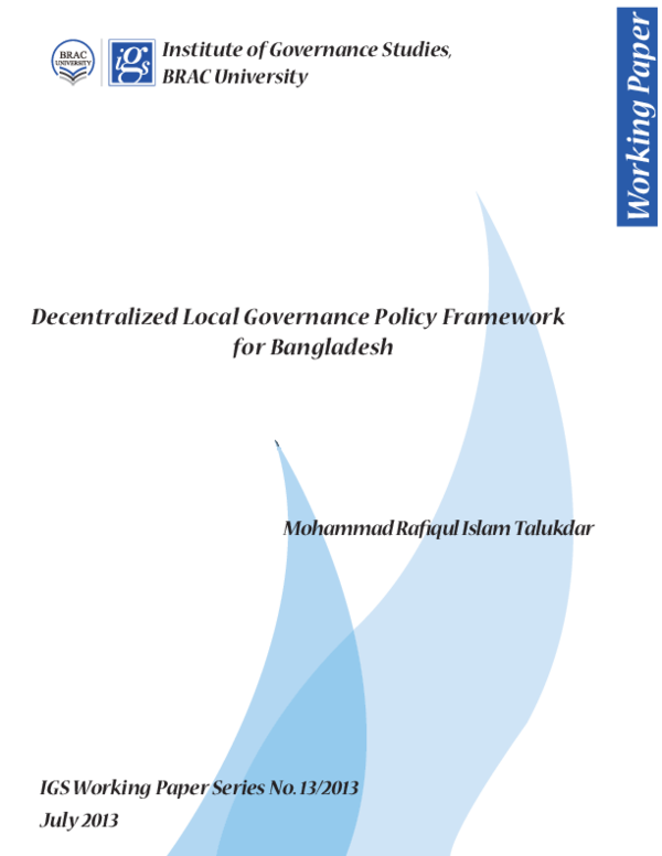 (PDF) Decentralized Local Governance Policy Framework for Bangladesh