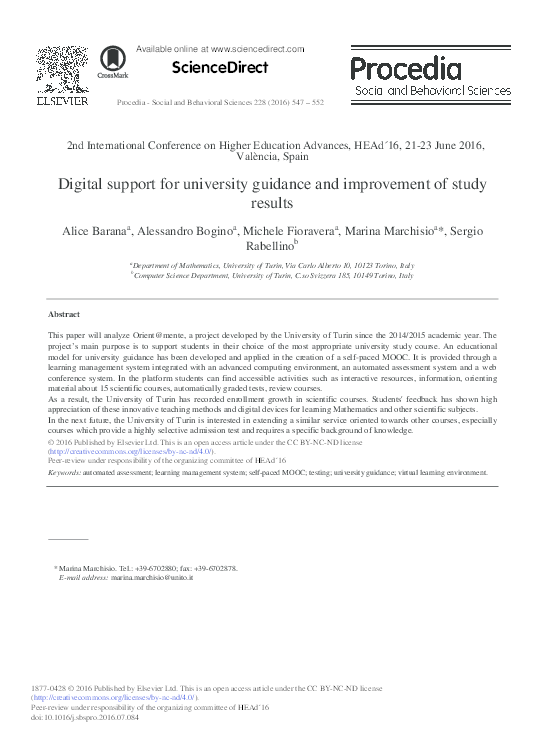 (PDF) Digital support for university guidance and improvement of study ...