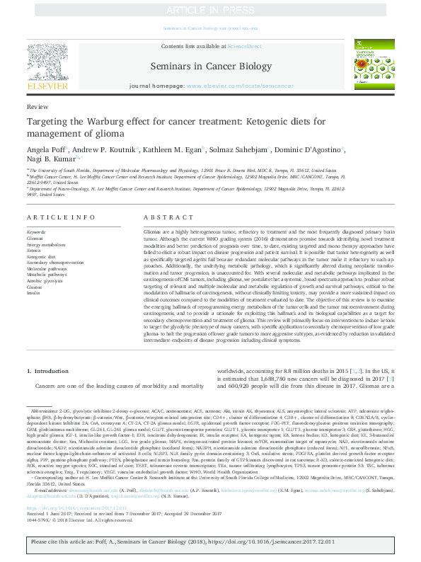 (PDF) Targeting the Warburg effect for Cancer Treatment Ketogenic