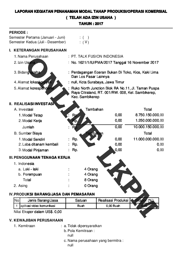 Pdf Lkpm Izin Usaha Januari 2017 Lkpm Form 26 Januari 2017 Rioavianto Soedarno Academia Edu