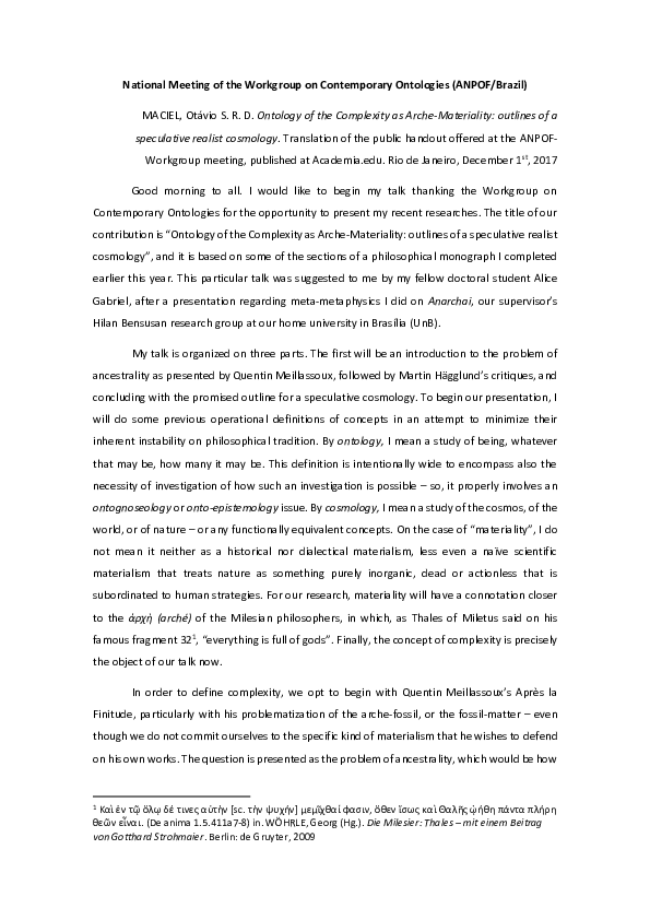 Pdf Arche Materiality Of Complexity Otavio S R D Maciel Academia Edu academia edu