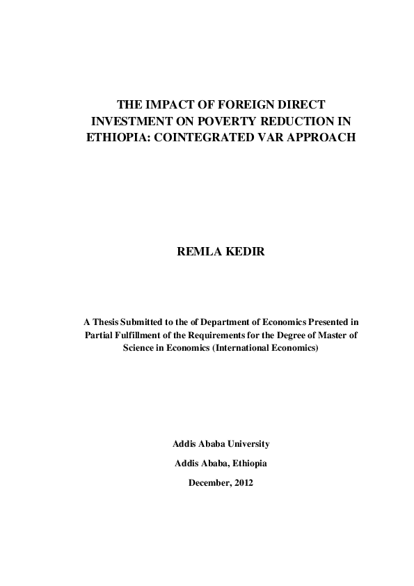 (PDF) THE IMPACT OF FOREIGN DIRECT INVESTMENT ON POVERTY REDUCTION IN ...