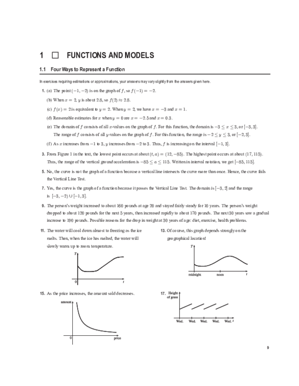 (PDF) FUNCTIONS AND MODELS 1.1 Four Ways to Represent a Function