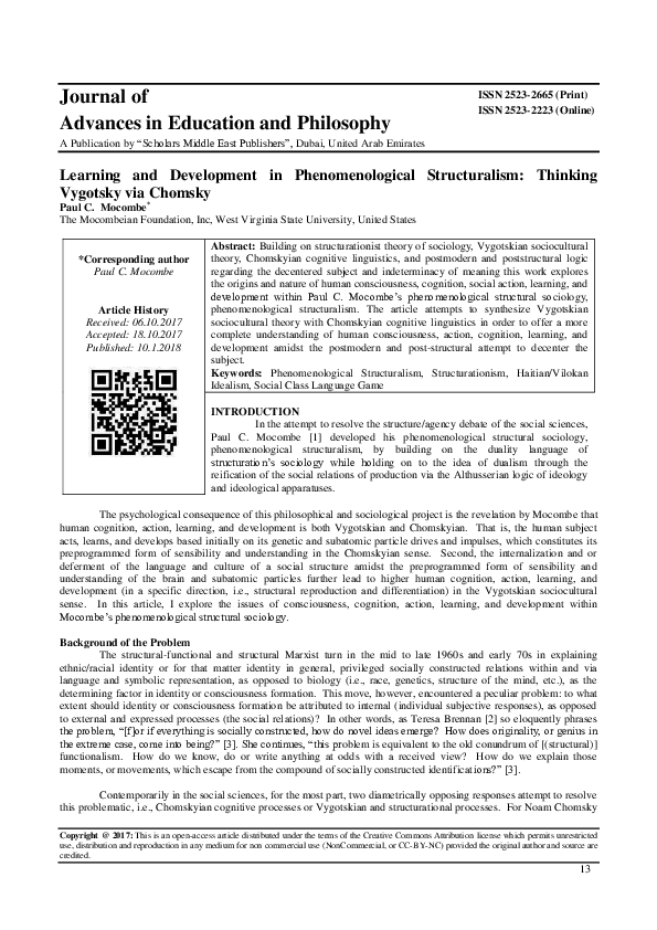 (PDF) Journal of Advances in Education and Philosophy Learning and ...