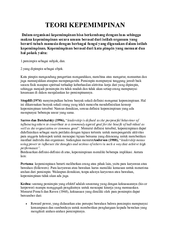 Doc Teori Kepemimpinan Wahyu Diky Academia Edu