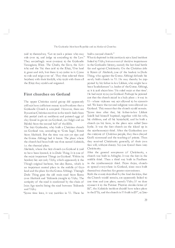 First churches on Gotland as described in GUTA LAGH