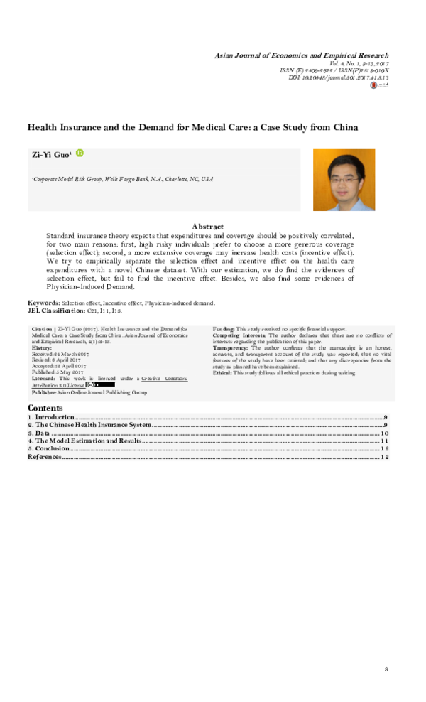 (PDF) Health Insurance and the Demand for Medical Care: a Case Study ...