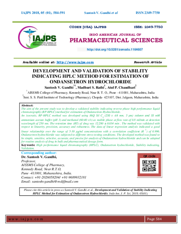 (PDF) DEVELOPMENT AND VALIDATION OF STABILITY INDICATING HPLC METHOD ...