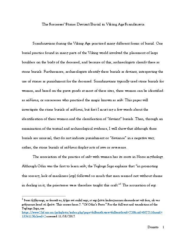 The Sorceress' Stone: Deviant Burial in Viking Age Scandinavia