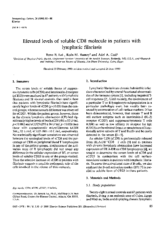 (PDF) Elevated levels of soluble CD8 molecule in patients with ...