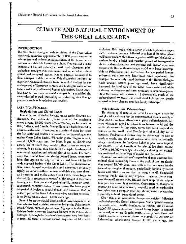 (PDF) Climate and Natural Environment of the Great Lakes Area
