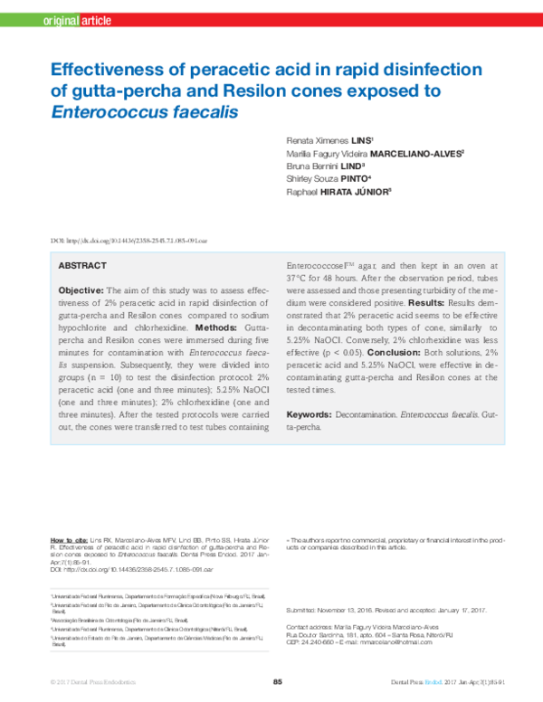 (PDF) Assessment of MicrobialContamination of GuttaPercha Cones after