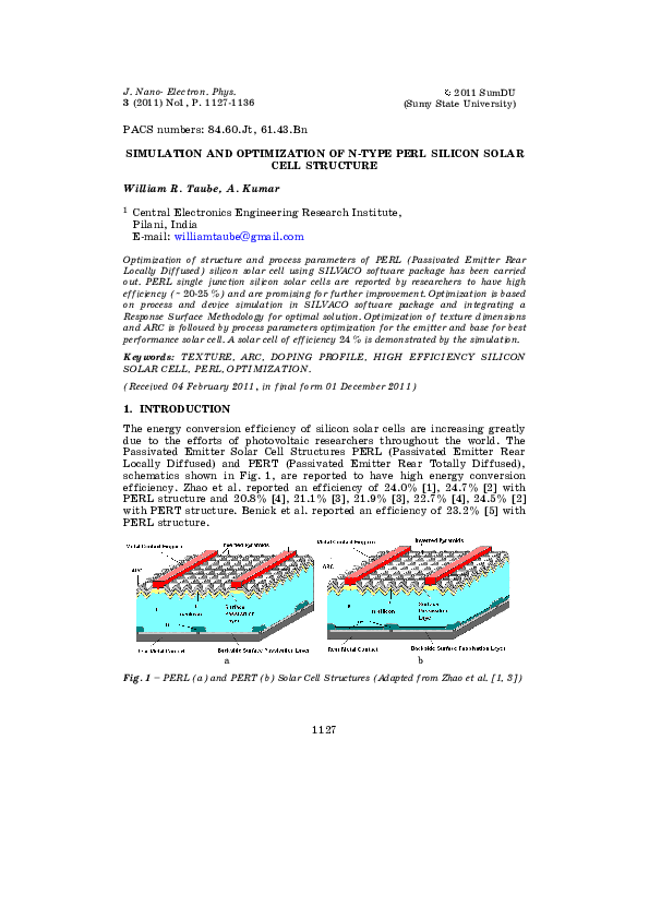 (PDF) Simulation and optimization of n-type PERL silicon solar cell ...