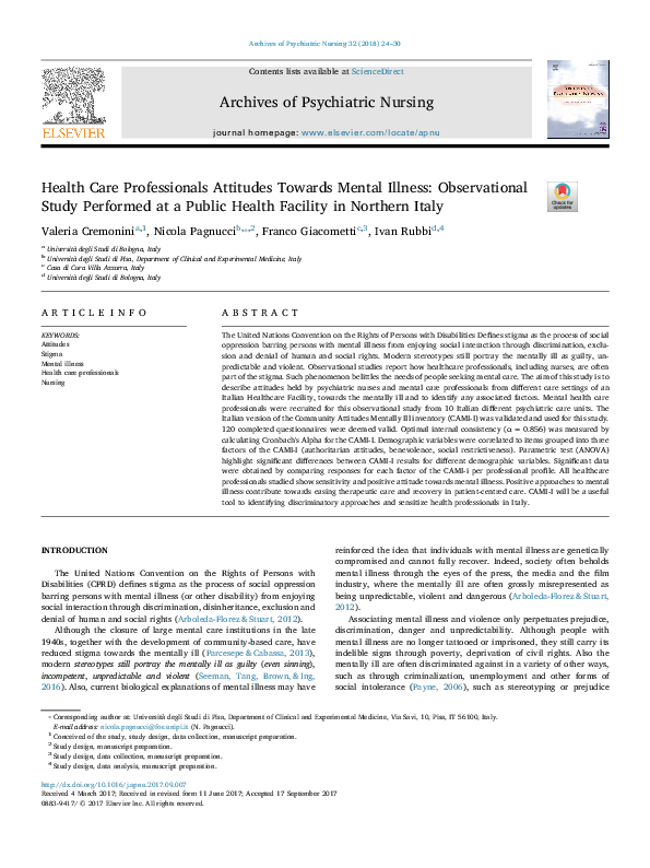 (PDF) Health Care Professionals Attitudes Towards Mental Illness ...