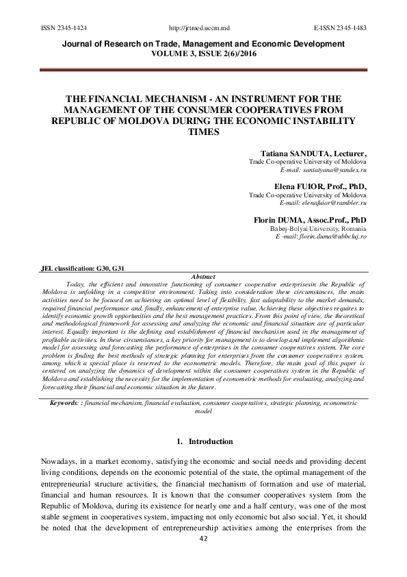 (PDF) THE FINANCIAL MECHANISM -AN INSTRUMENT FOR THE MANAGEMENT OF THE ...