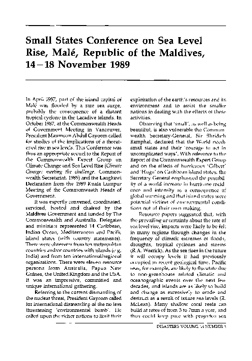 (PDF) Small States Conference on Sea Level Rise, Malé, Republic of the ...