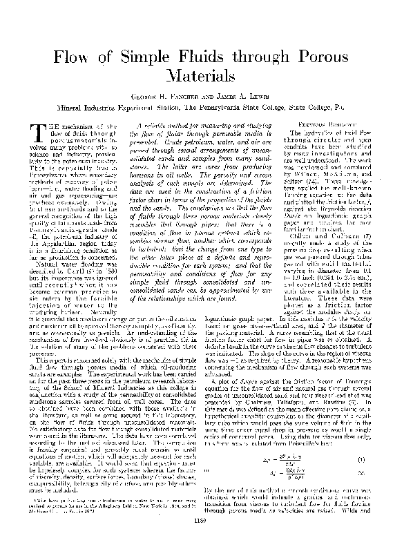 (PDF) Flow of Simple Fluids through Porous Materials
