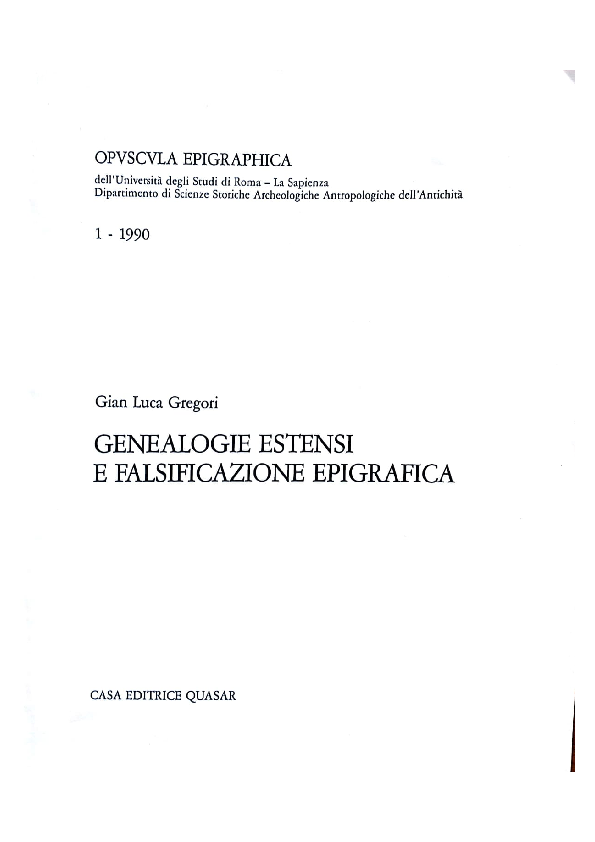 Pdf Genealogie Estensi E Falsificazione Epigrafica Roma 1990 Gian Luca Gregori Academia Edu