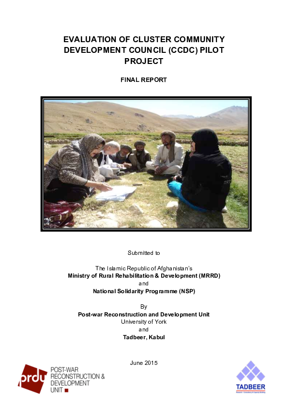 (PDF) EVALUATION OF CLUSTER COMMUNITY DEVELOPMENT COUNCIL (CCDC) PILOT ...